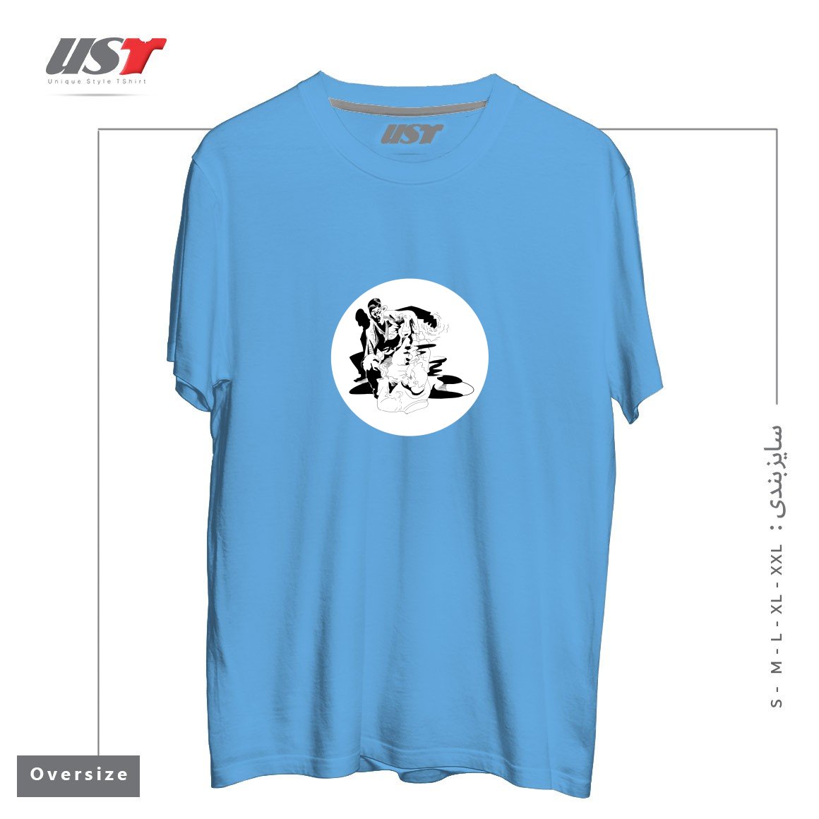 طرح BJJ SHADOW FIGHT تیشرت اورسایزرنگ آبی روشن