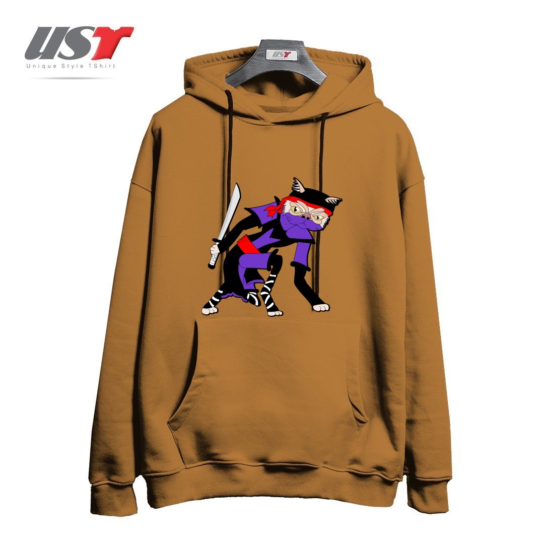 هودی اورسایز طرح GRUMPY NINJA CAT