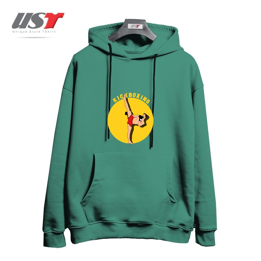 طرح KICK BOXING هودی اورسایزرنگ سبز سدری