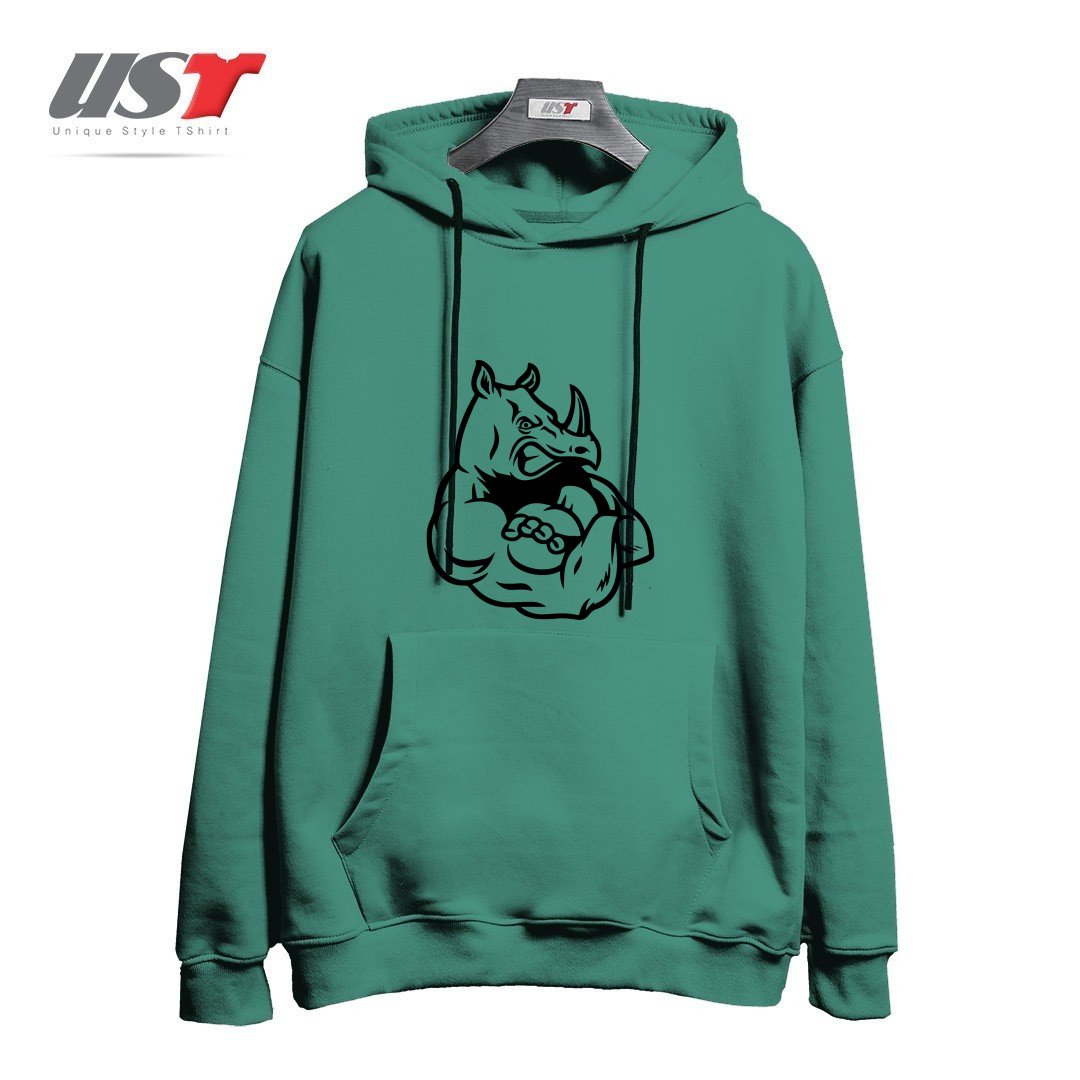 طرح RHINO MUSCLES MENS GYM TRAINING TOP BODYBUILDING MMA CROSSFIT WEIGHTS BODYBUILDING هودی اورسایزرنگ سبز سدری