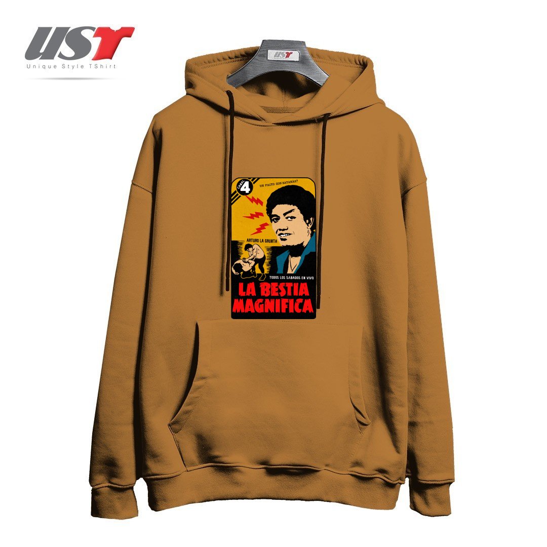 طرح VINTAGE MEXICAN WRESTLER هودی اورسایزرنگ نسکافه ای