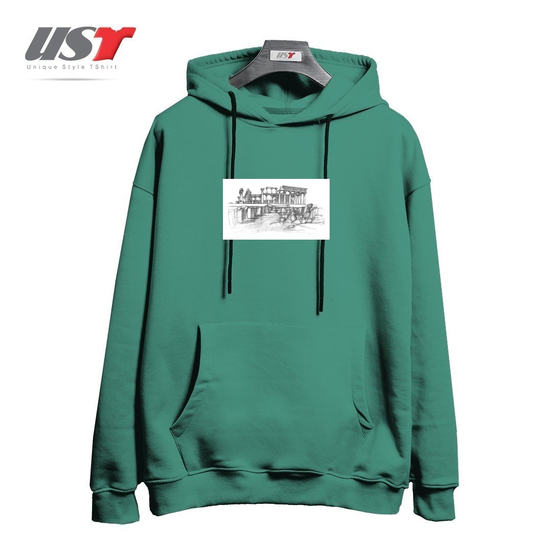 طرح THE TEMPLE OF APHAIA - T-SHIRT هودی اورسایزرنگ سبز سدری