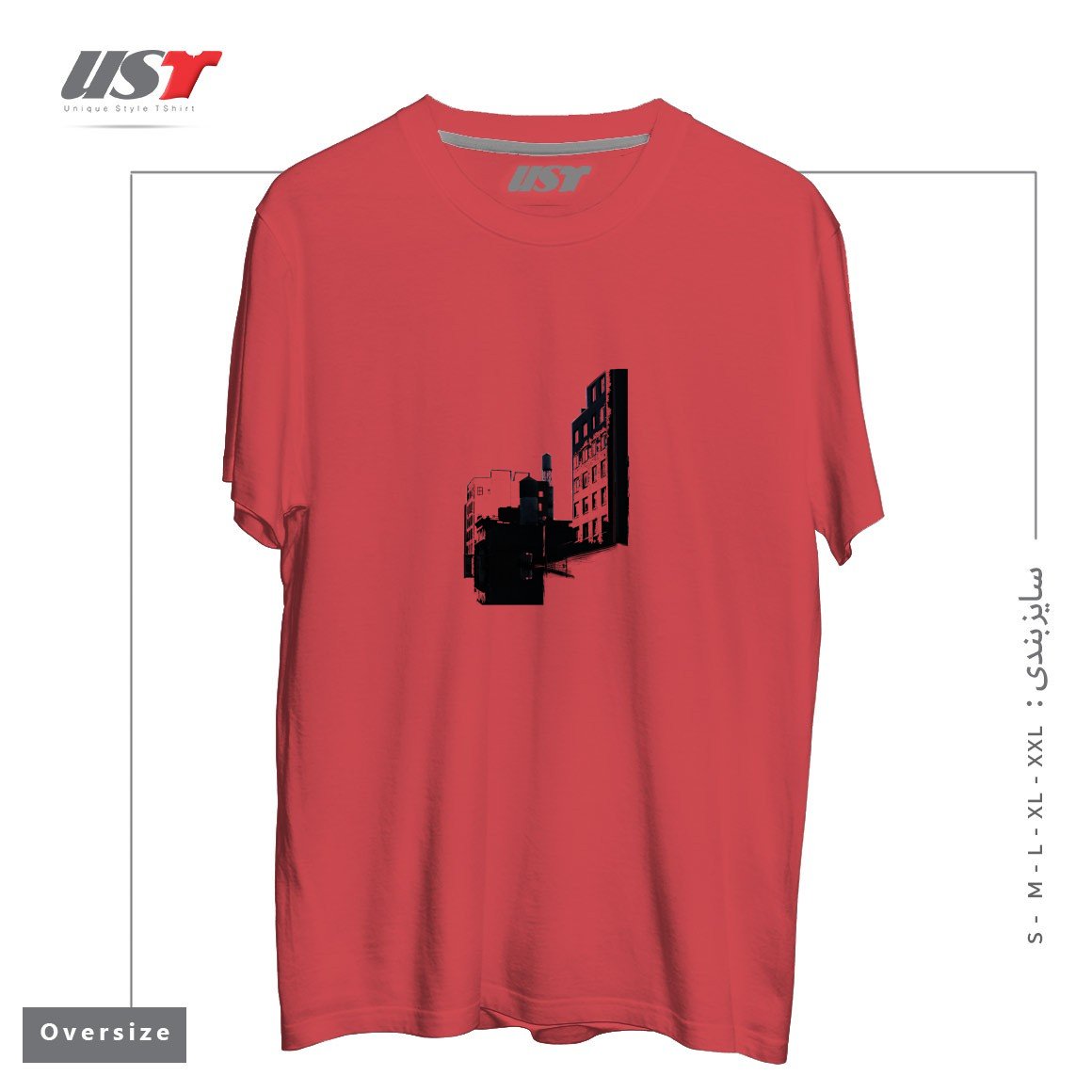 طرح TOWER BUILDING OUTLINE تیشرت اورسایزرنگ ماتیکی