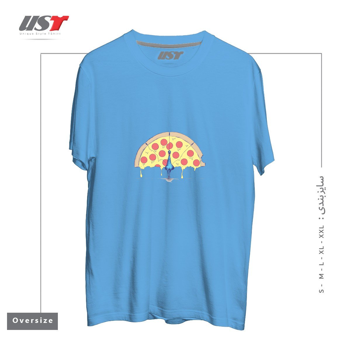 تیشرت اورسایز طرح PIZZA PEACOCK