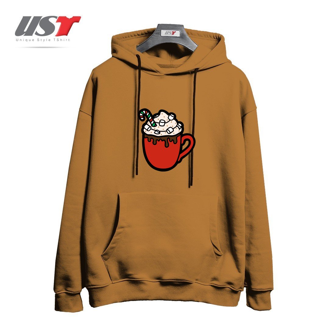 طرح FESTIVE HOT COCOA هودی اورسایزرنگ نسکافه ای