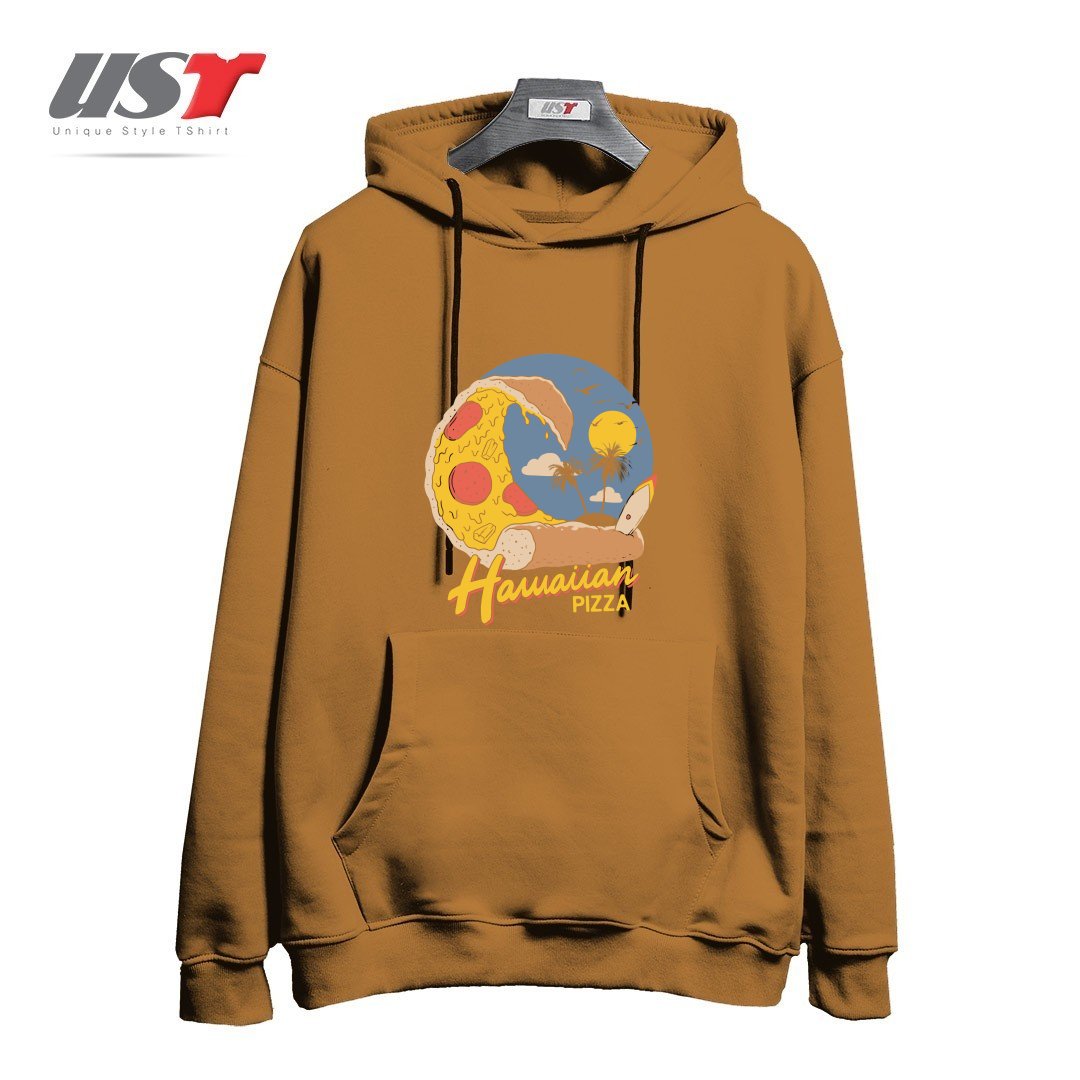 طرح HAWAIIAN PIZZA هودی اورسایزرنگ نسکافه ای