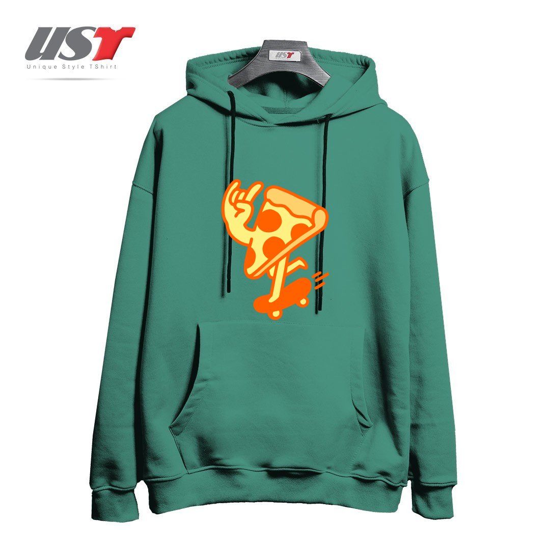 طرح RAD PIZZA هودی اورسایزرنگ سبز سدری