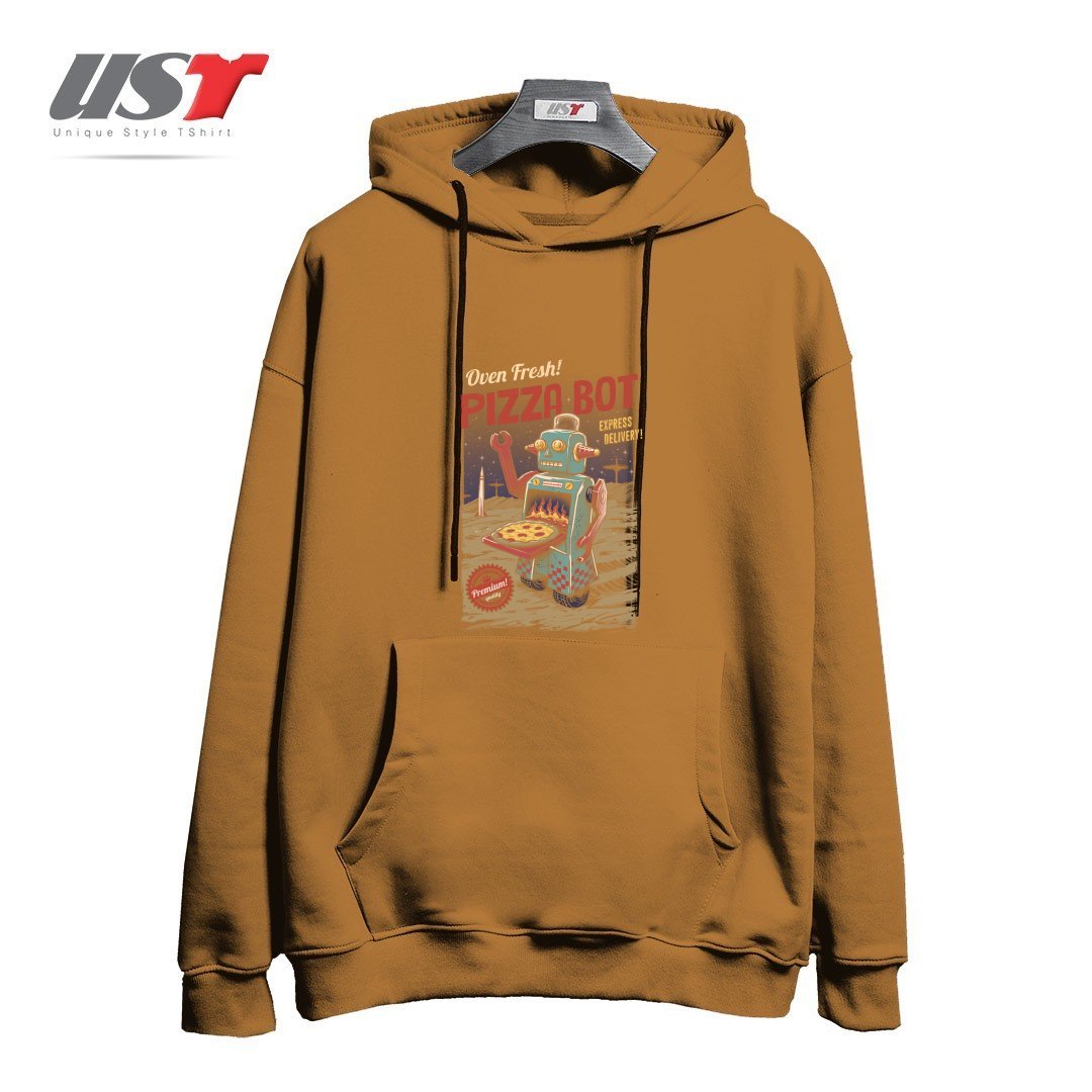 طرح PIZZA BOT هودی اورسایزرنگ نسکافه ای