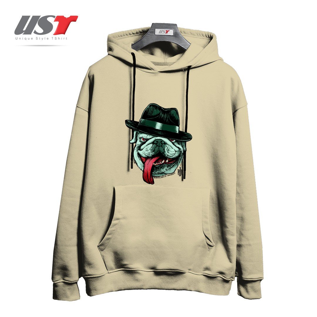 طرح WISEGUY BULLDOG هودی اورسایزرنگ نخودی