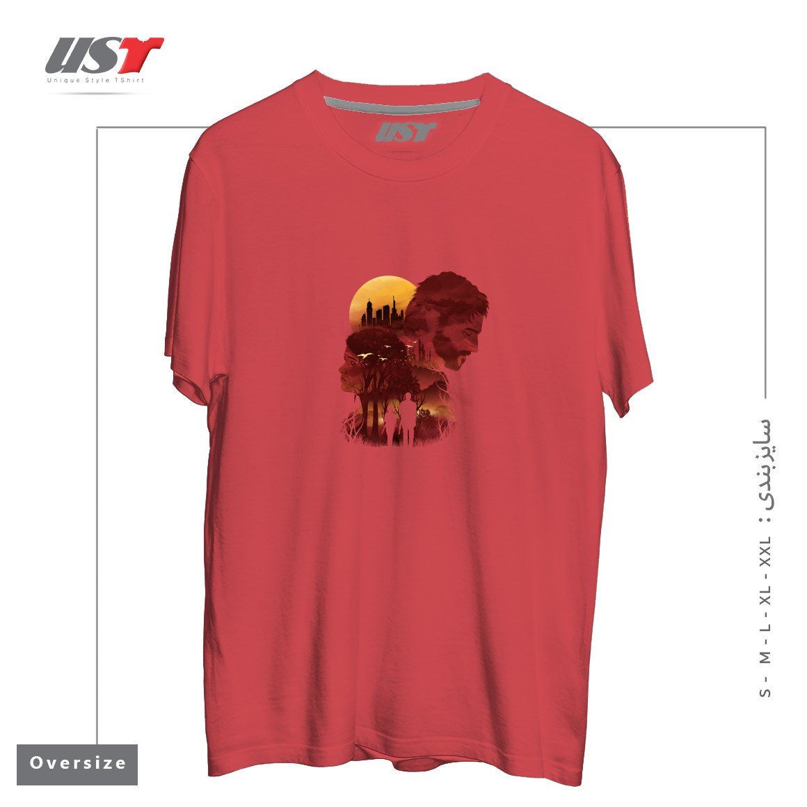 طرح THE LAST SUNSET تیشرت اورسایزرنگ ماتیکی