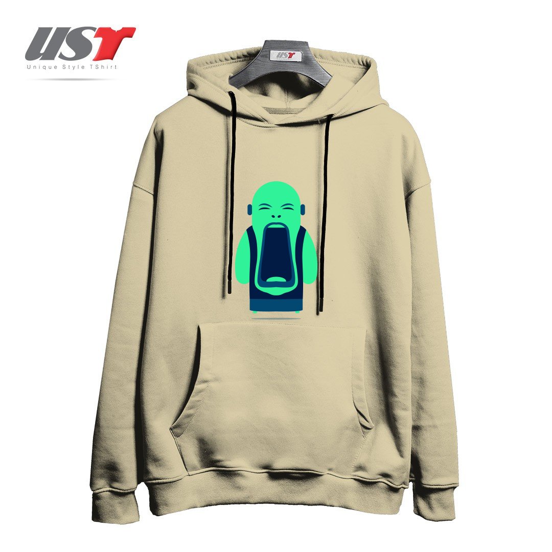 طرح ANGRY BUDDHA هودی اورسایزرنگ نخودی