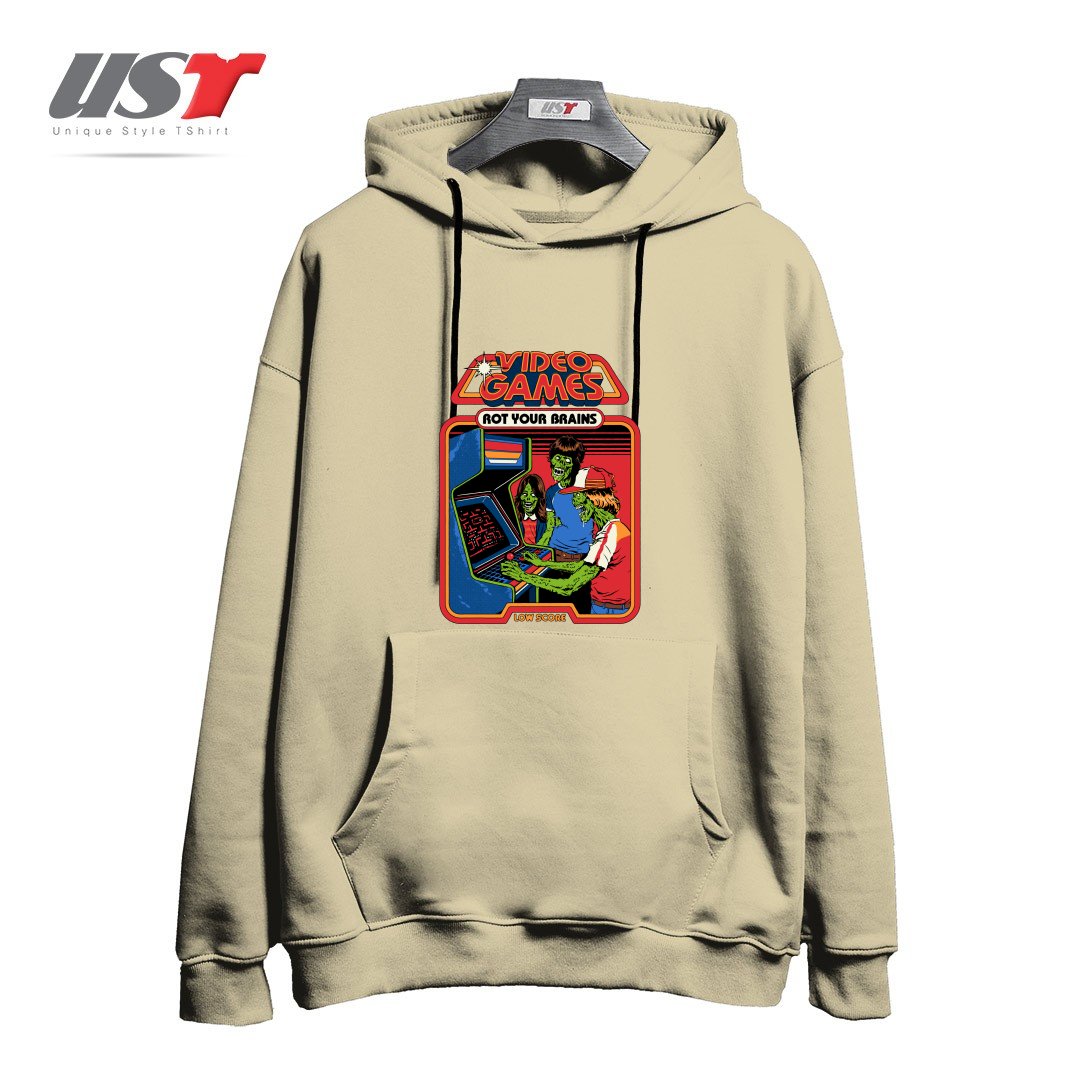 طرح VIDEO GAMES ROT YOUR BRAINS هودی اورسایزرنگ نخودی