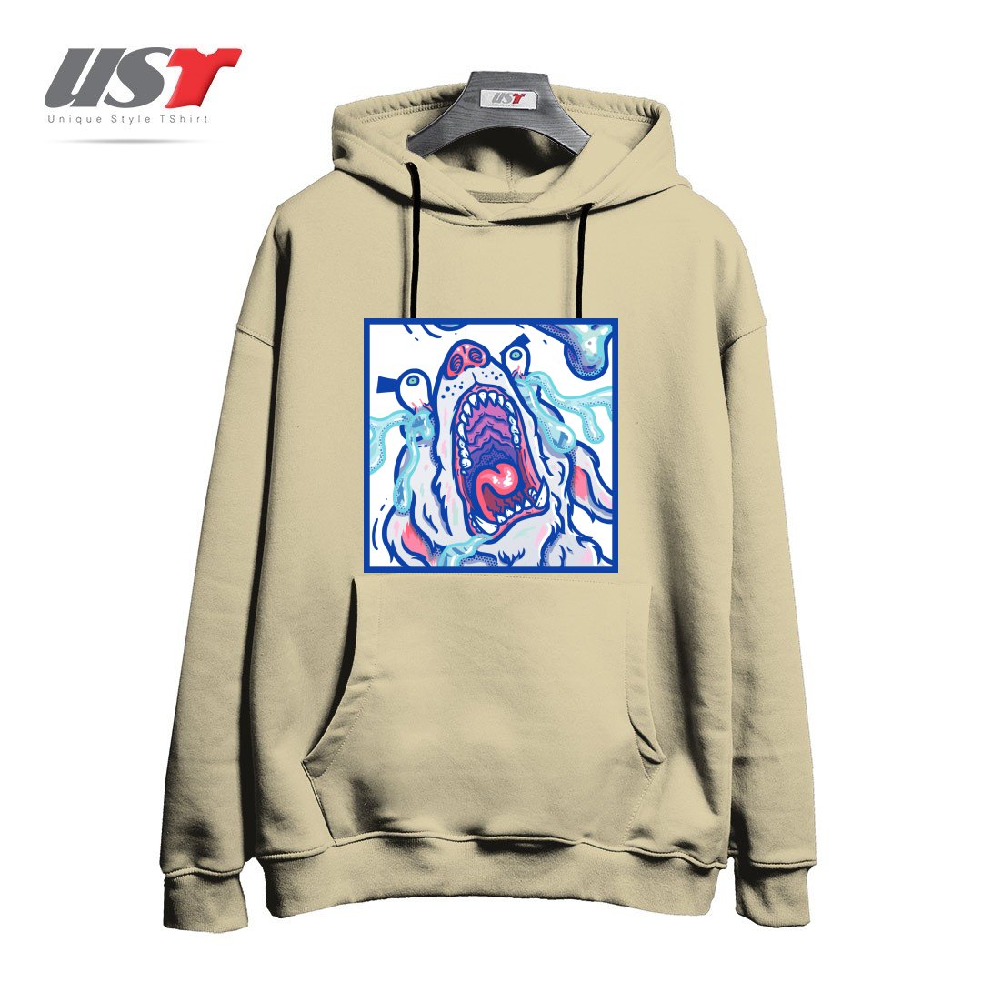 طرح DOGGY CUBE هودی اورسایزرنگ نخودی