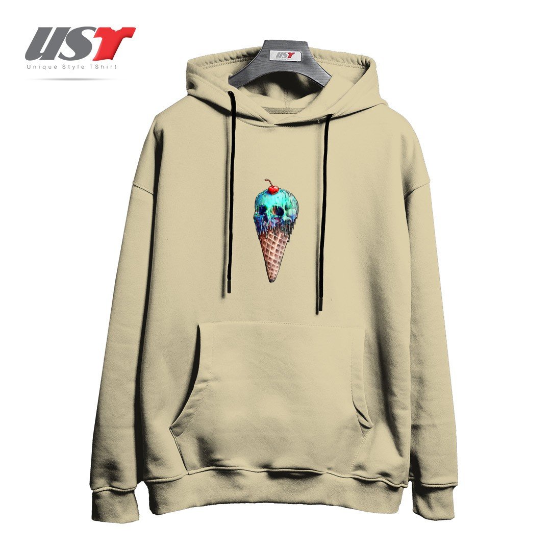 طرح ICE CREAM SKULL هودی اورسایزرنگ نخودی