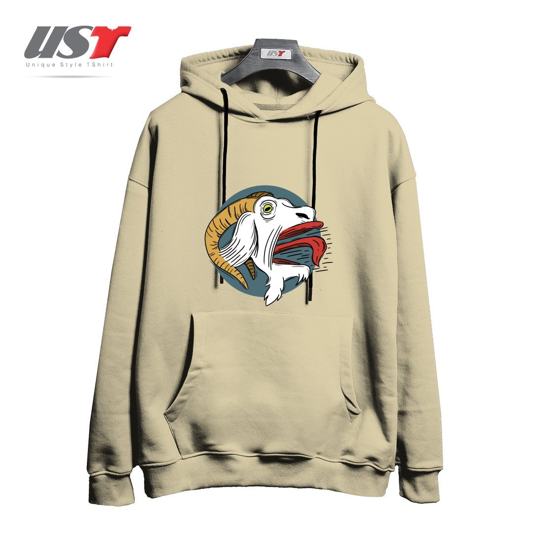 طرح SCREAMING GOAT! هودی اورسایزرنگ نخودی