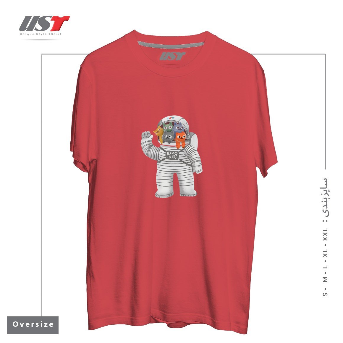 تیشرت اورسایز طرح CATSTRONAUT