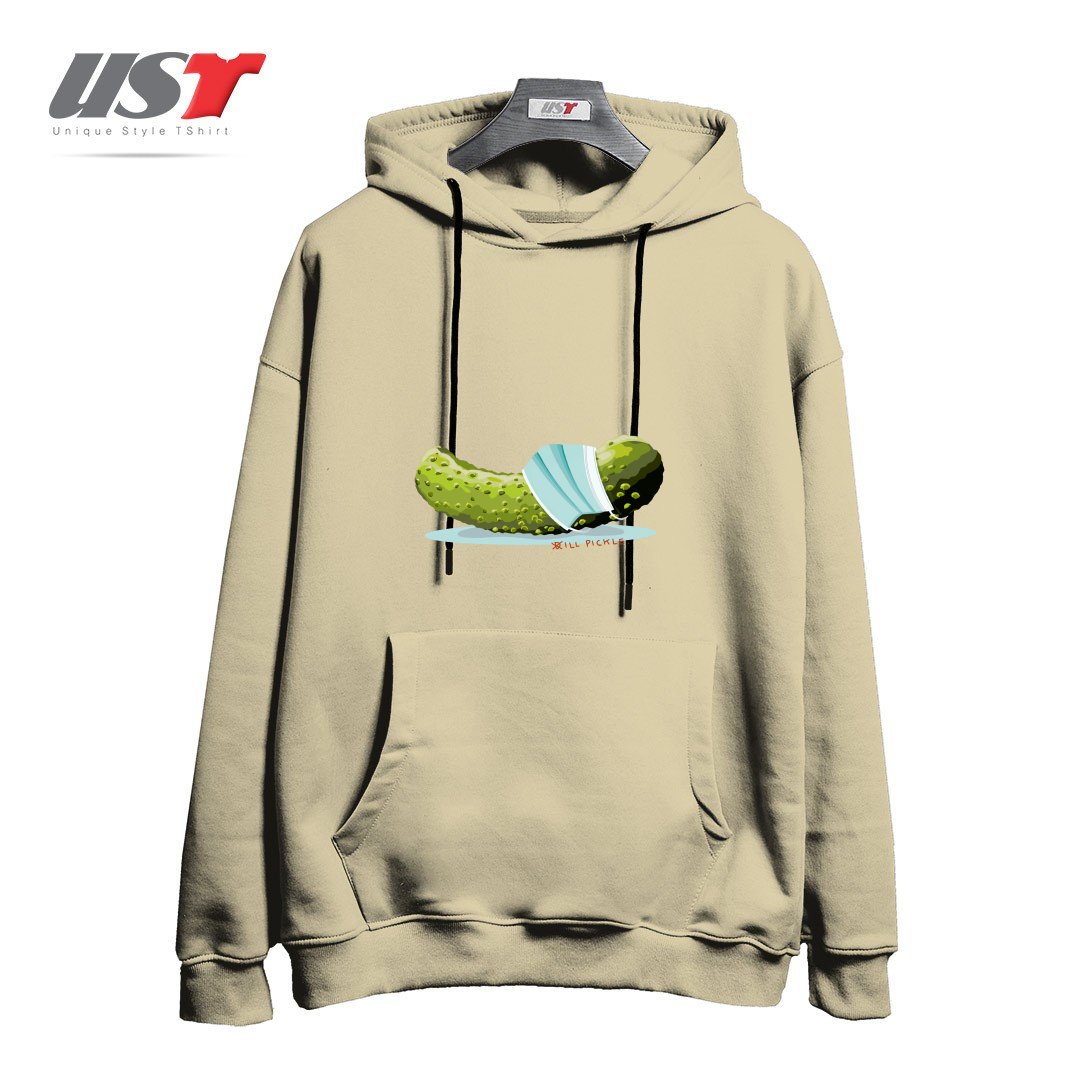 طرح ILL PICKLE هودی اورسایزرنگ نخودی