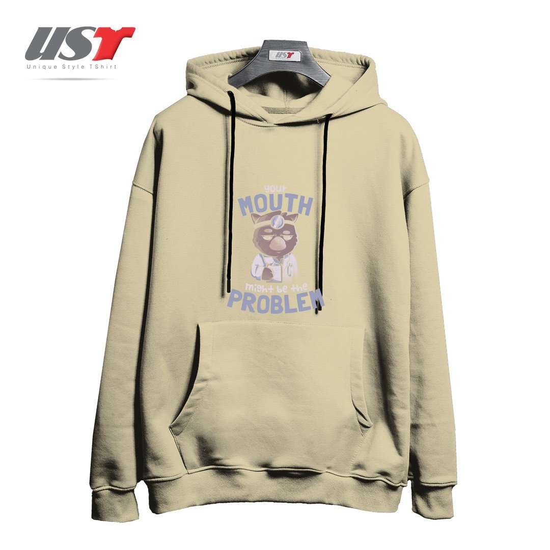 هودی اورسایز طرح YOUR MOUTH MIGHT BE THE PROBLEM - CUTE GRUMPY CUTE CAT GIFT