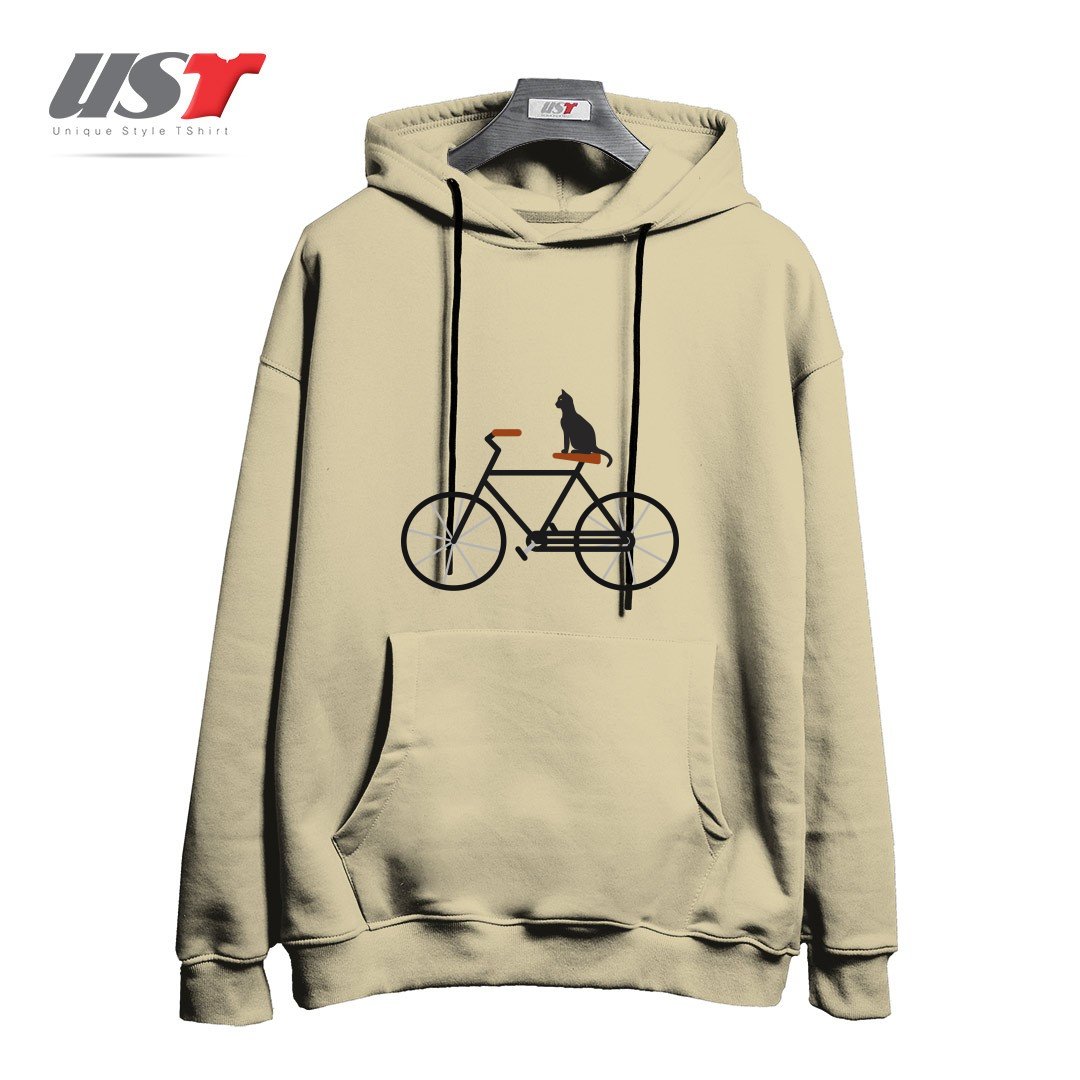 طرح CAT RIDING BIKE هودی اورسایزرنگ نخودی