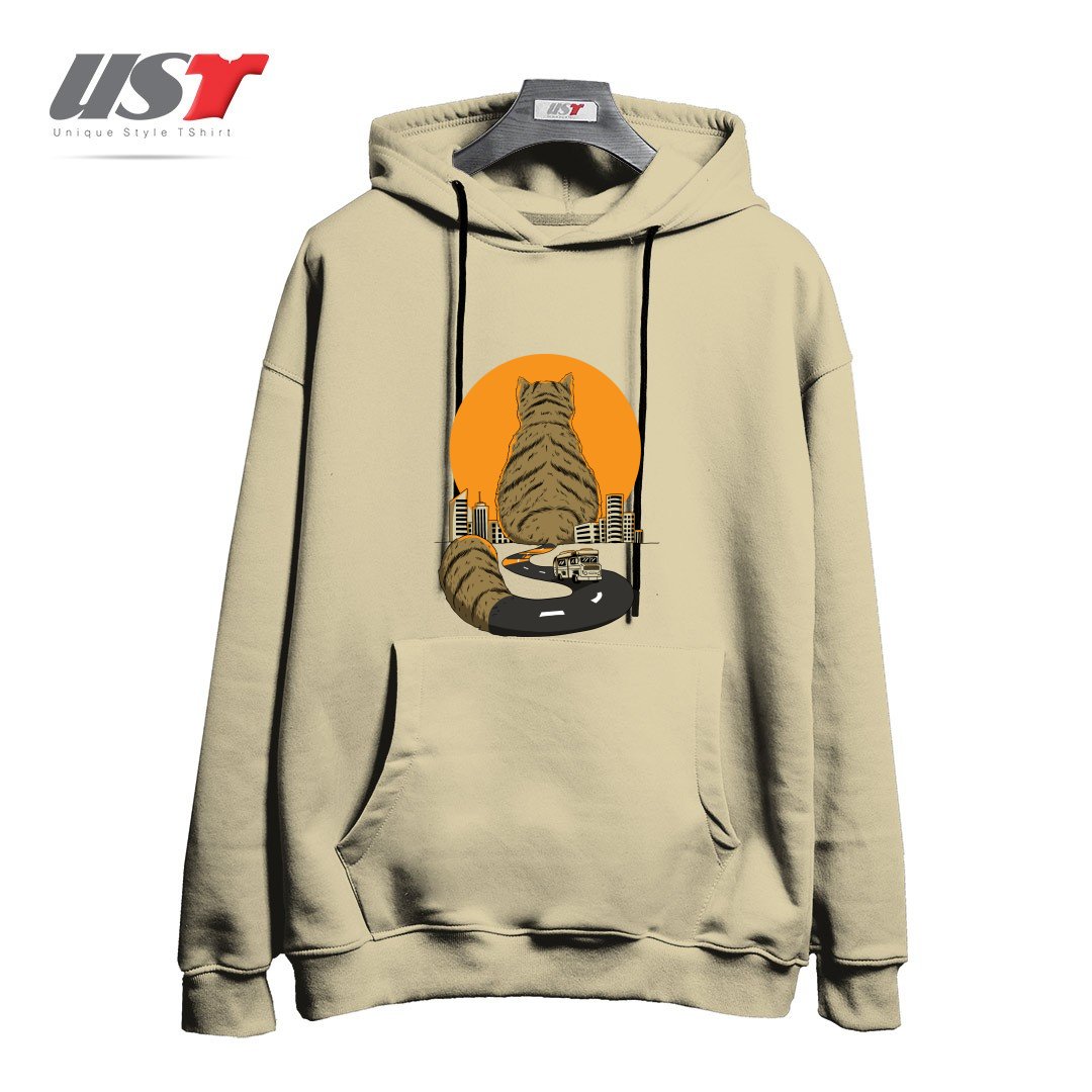 طرح CAT CITY هودی اورسایزرنگ نخودی