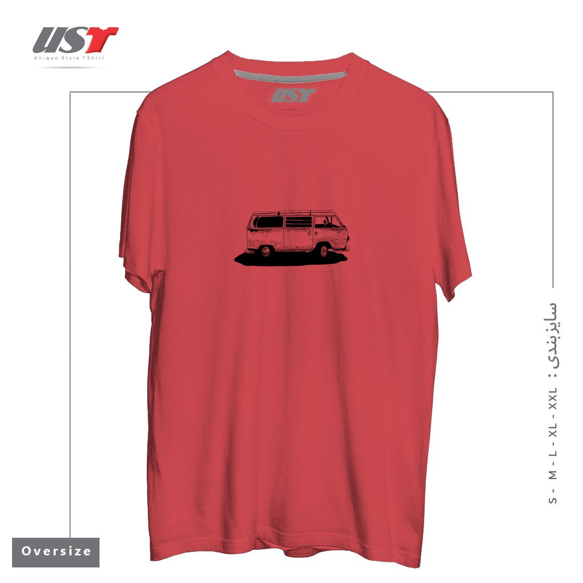 طرح VW BUS تیشرت اورسایزرنگ ماتیکی