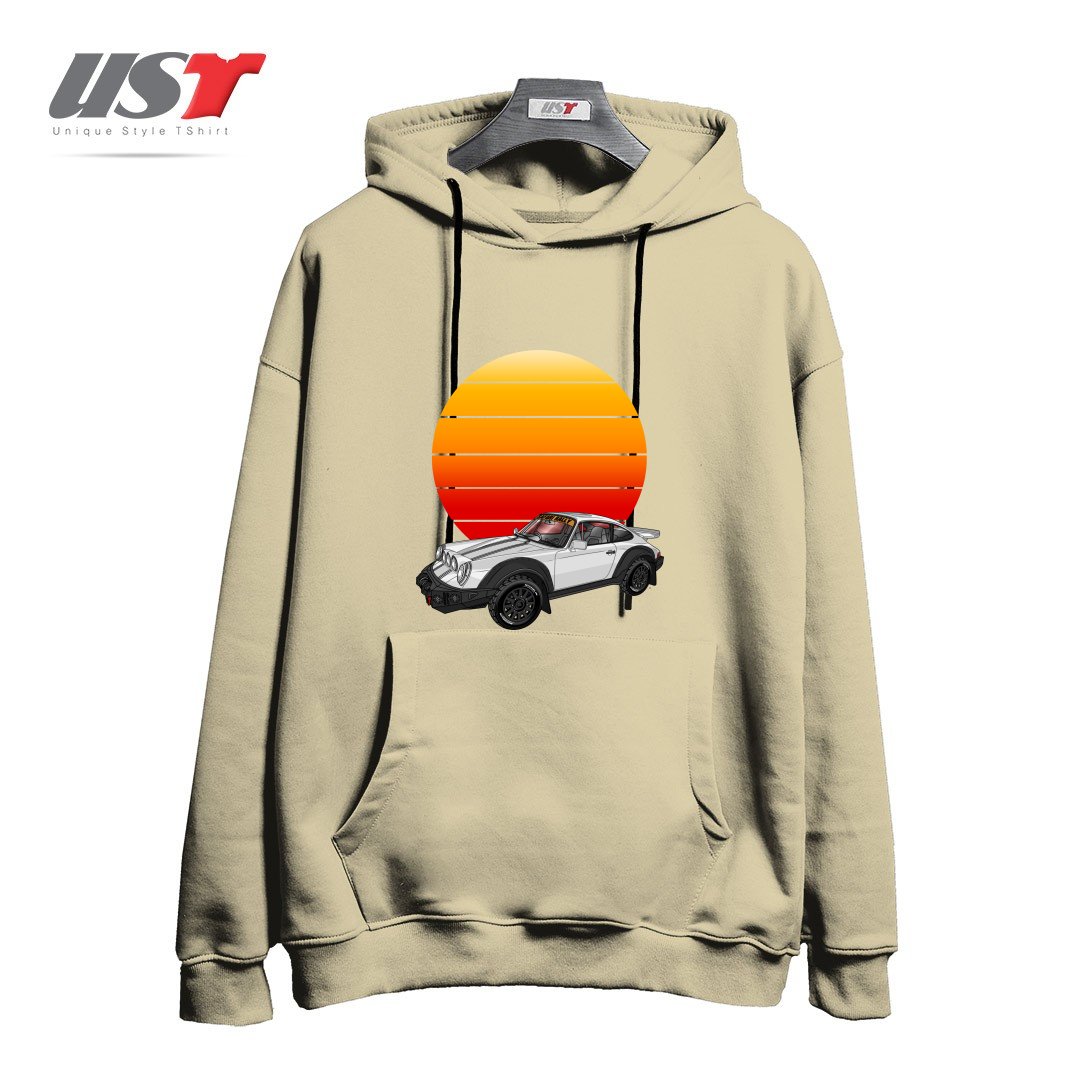 طرح 911 CARRERA SAFARI RALLY SPORTS CAR SUNSET هودی اورسایزرنگ نخودی