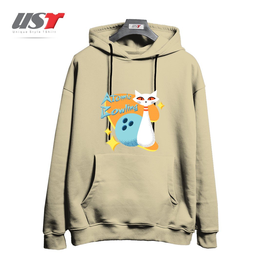 طرح ATOMIC CAT IN MID-CENTURY MODERN BOWLING DESIGN هودی اورسایزرنگ نخودی