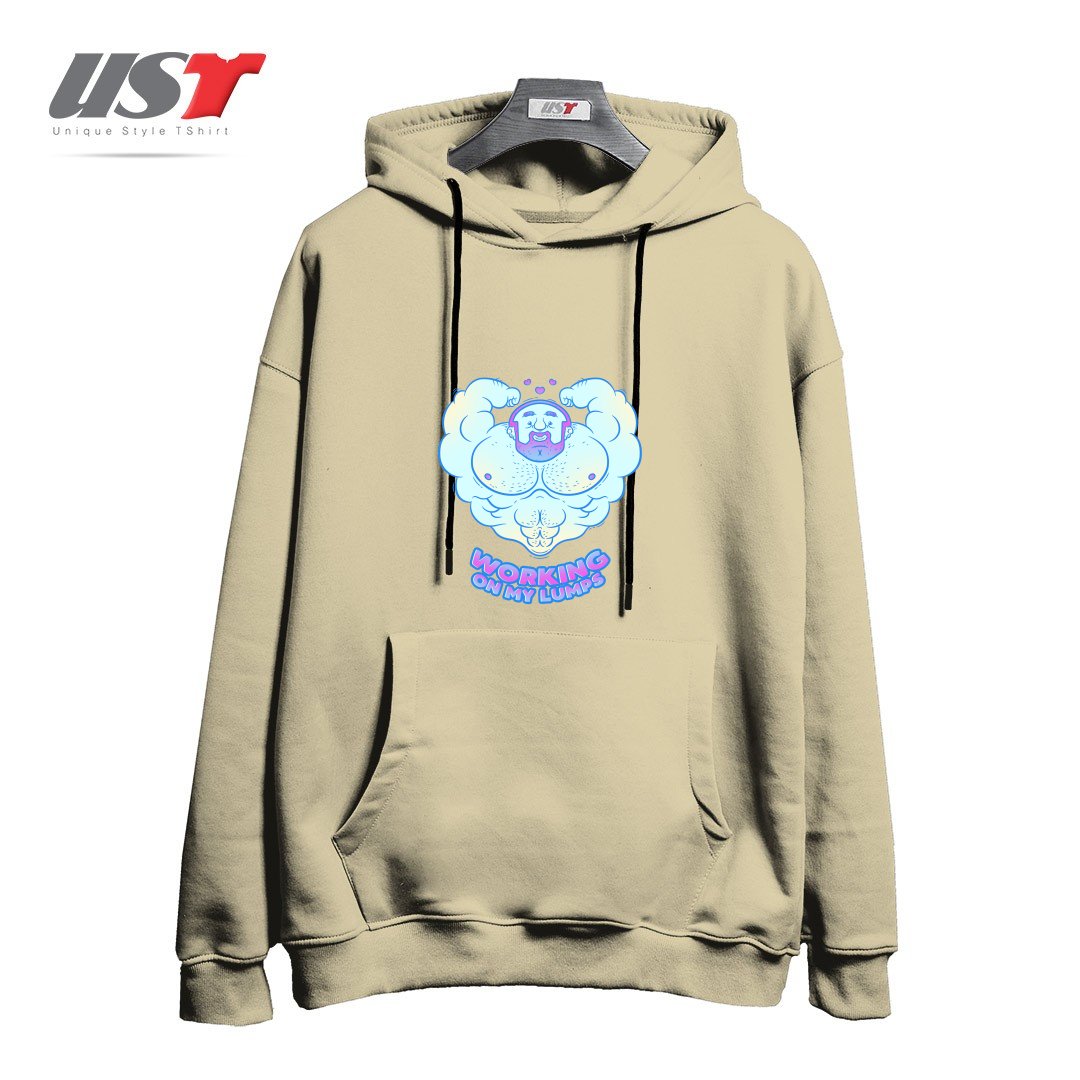 طرح WORKING ON MY LUMPS هودی اورسایزرنگ نخودی