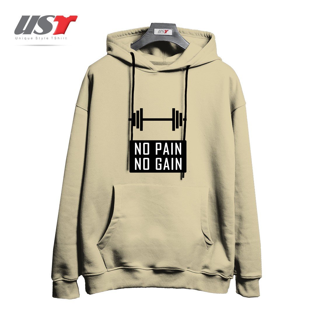 هودی اورسایز طرح NO PAIN NO GAIN