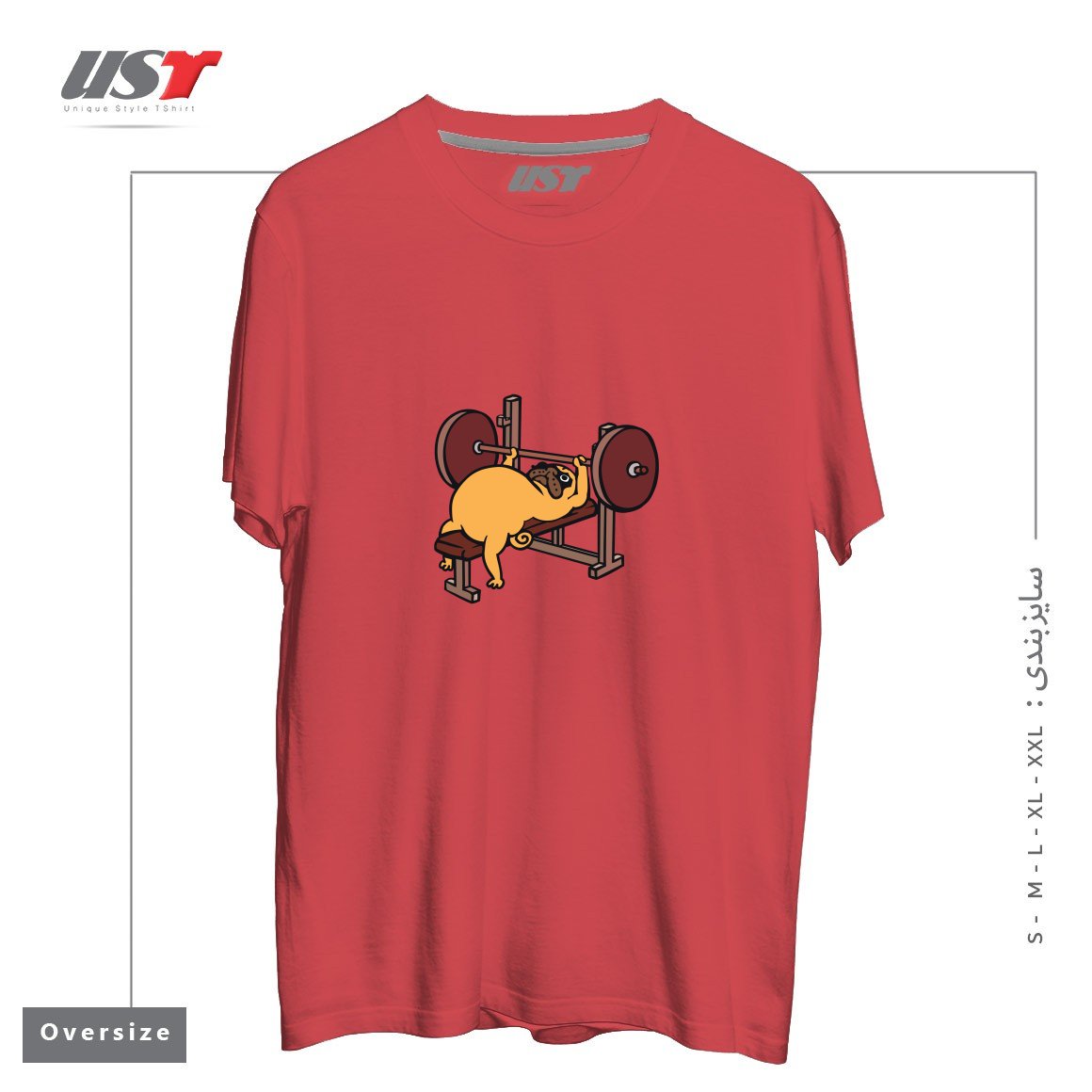 طرح PUG BENCH PRESS تیشرت اورسایزرنگ ماتیکی