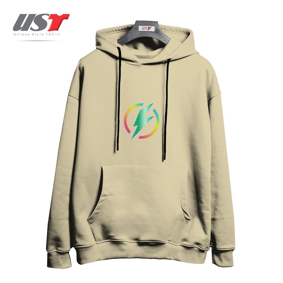 هودی اورسایز طرح MULTICOLORED LIGHTNING LOGO