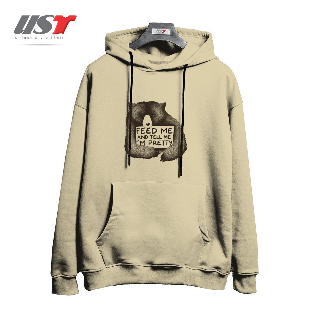 طرح FEED ME AND TELL ME I'M PRETTY هودی اورسایزرنگ نخودی