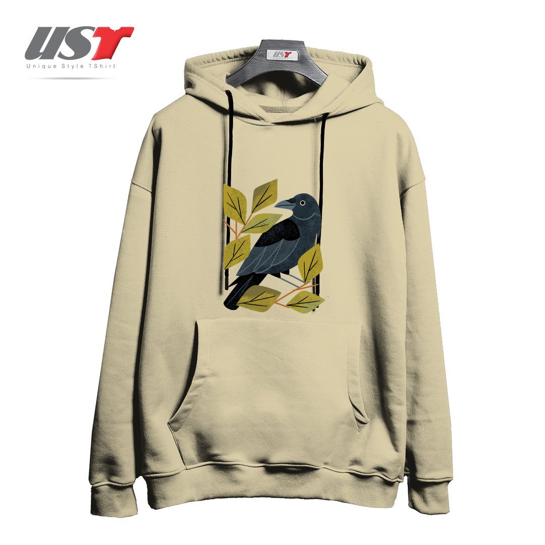 هودی اورسایز طرح PERCHING RAVEN