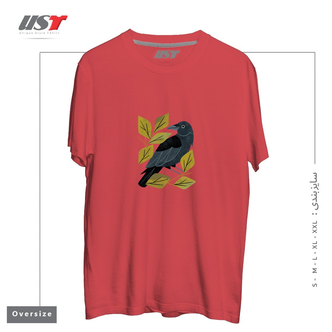 طرح PERCHING RAVEN تیشرت اورسایزرنگ ماتیکی