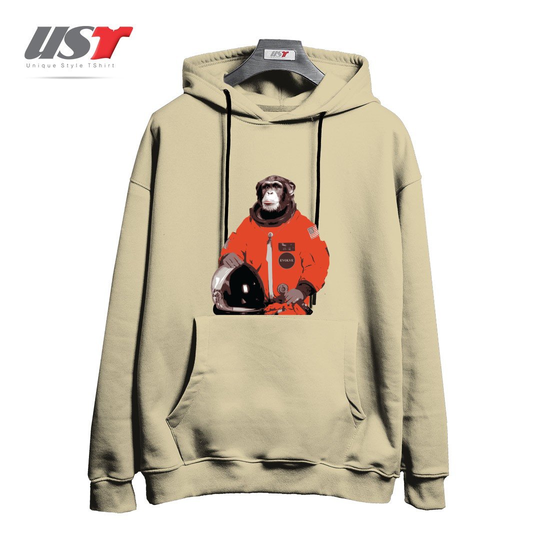 طرح SPACE MONKEY32154 هودی اورسایزرنگ نخودی