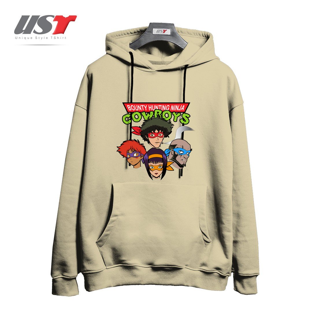 طرح Bounty Hunting Ninja Cowboys هودی اورسایزرنگ نخودی