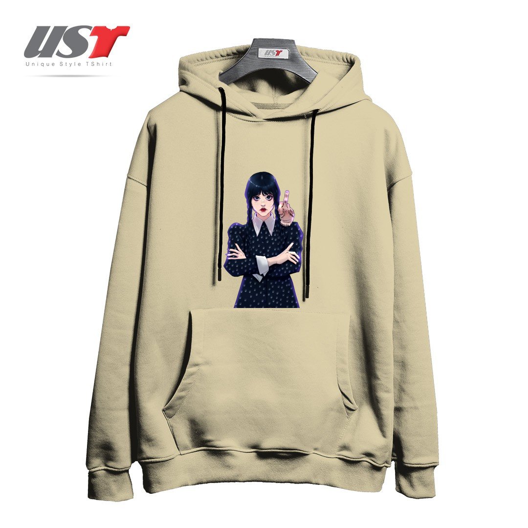 طرح Wednesday هودی اورسایزرنگ نخودی