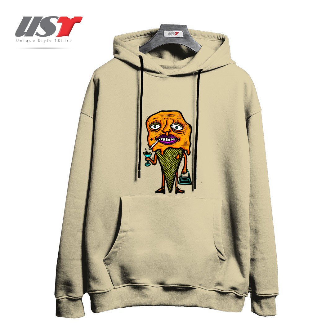 طرح ORANGE SHERBETTY هودی اورسایزرنگ نخودی