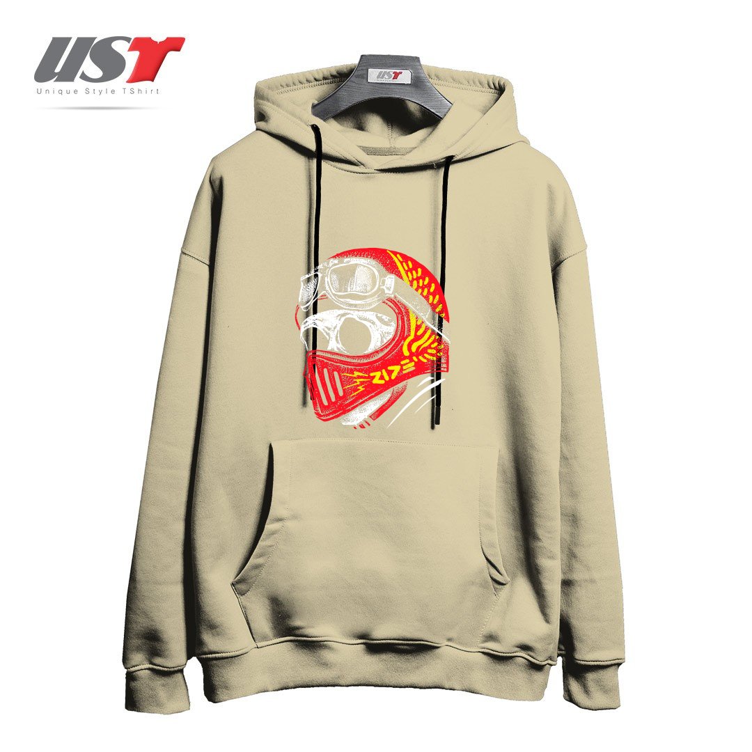 طرح RIDE SKULL هودی اورسایزرنگ نخودی