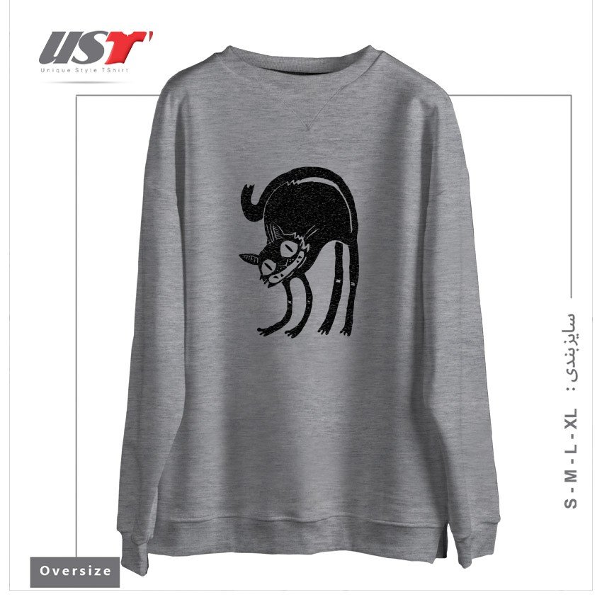 سوییشرت اورسایز طرح CUsersManiDesktoptarhKhorojiBLACK CAT - LEGEND DERRY