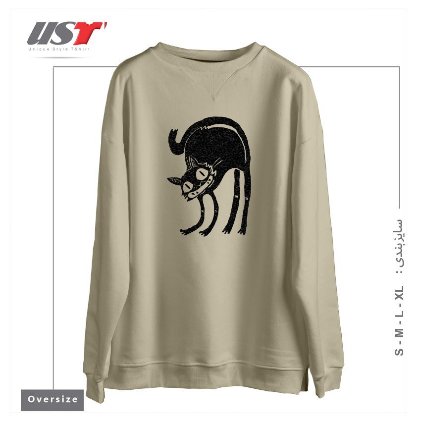 طرح CUsersManiDesktoptarhKhorojiBLACK CAT - LEGEND DERRY سوییشرت اورسایزرنگ نخودی
