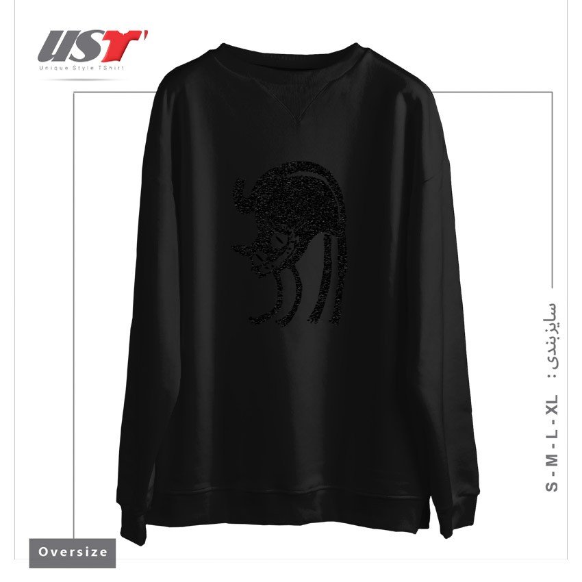 طرح CUsersManiDesktoptarhKhorojiBLACK CAT - LEGEND DERRY سوییشرت اورسایزرنگ مشکی