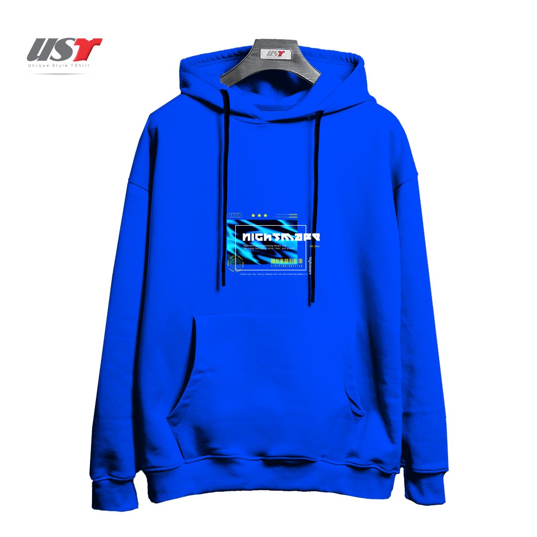 طرح TypoGraphy 1 هودی اورسایزرنگ آبی شالی