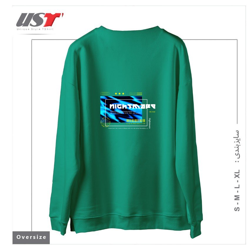 طرح TypoGraphy 1 سوییشرت اورسایزرنگ سبز سدری