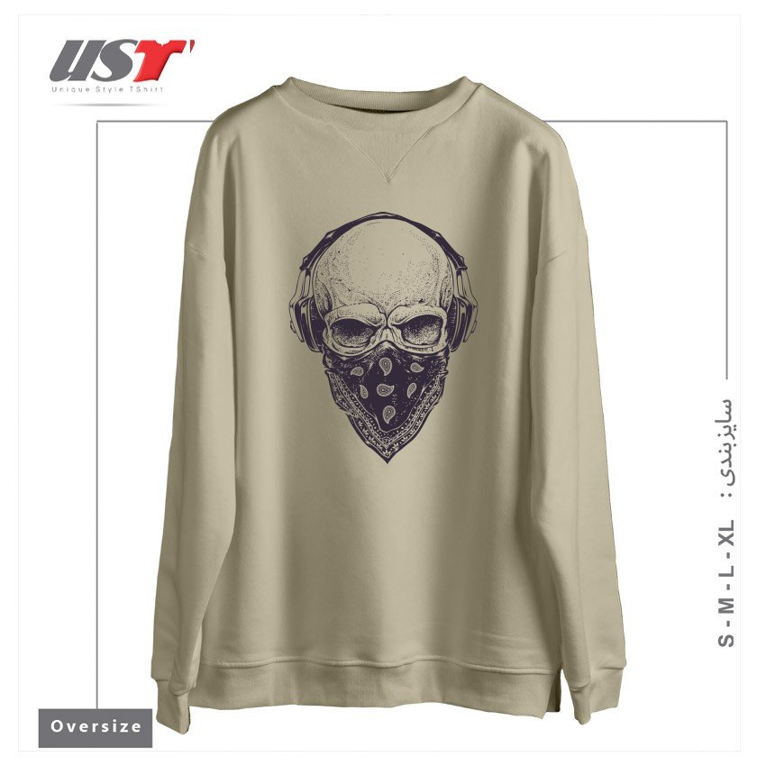 سوییشرت اورسایز طرح SKULL WITH HEADPHONES