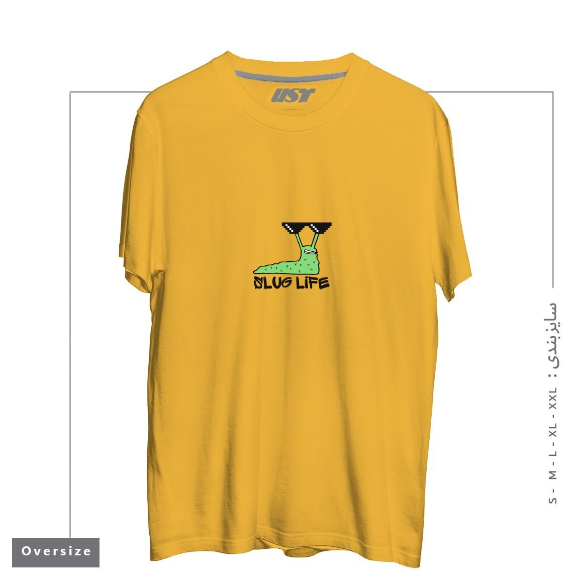 طرح SLUG LIFE (BLACK TEXT) تیشرت اورسایزرنگ خردلی