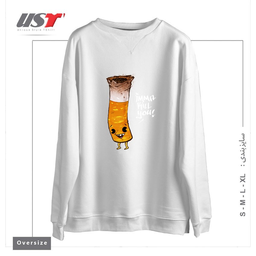 طرح SMOKE EM سوییشرت اورسایزرنگ سفید