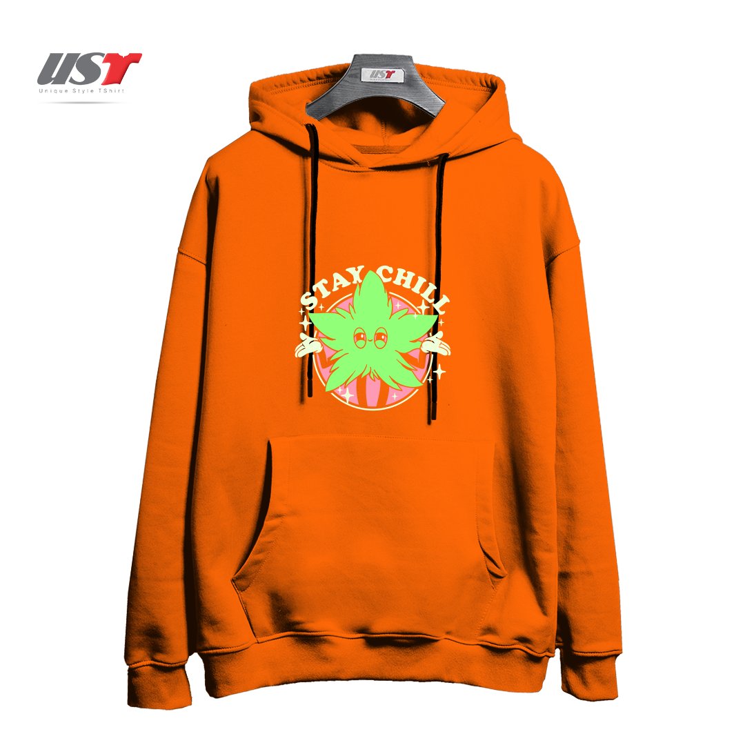 طرح STAY CHILL هودی اورسایزرنگ نارنجی