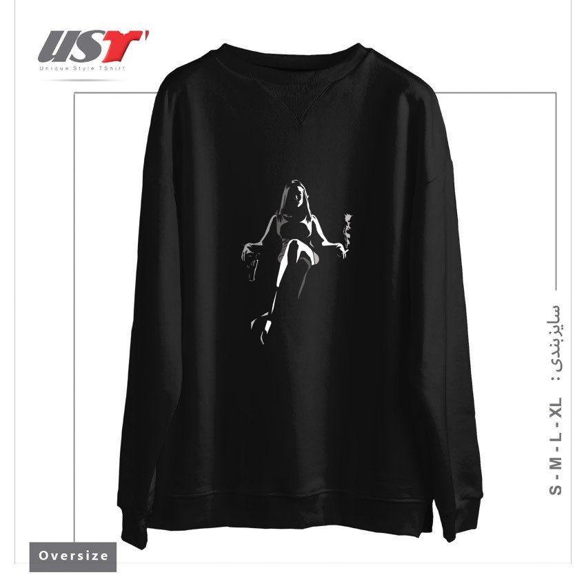 طرح 'TAKE A SEAT!' سوییشرت اورسایزرنگ مشکی