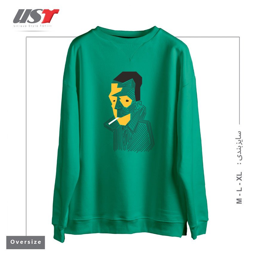 طرح STRANGE سوییشرت اورسایزرنگ سبز سدری